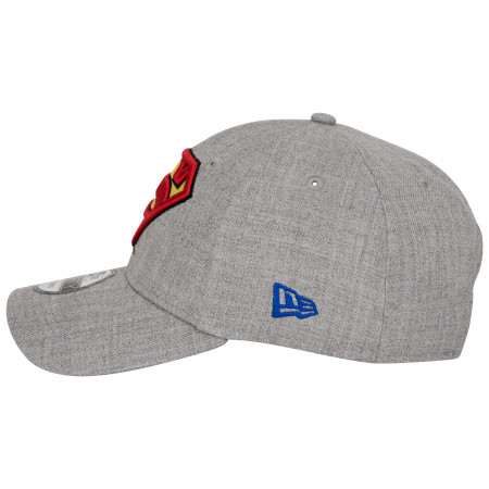 Superman Classic Logo Grey New Era 9Forty Velcro Back Adjustable Hat